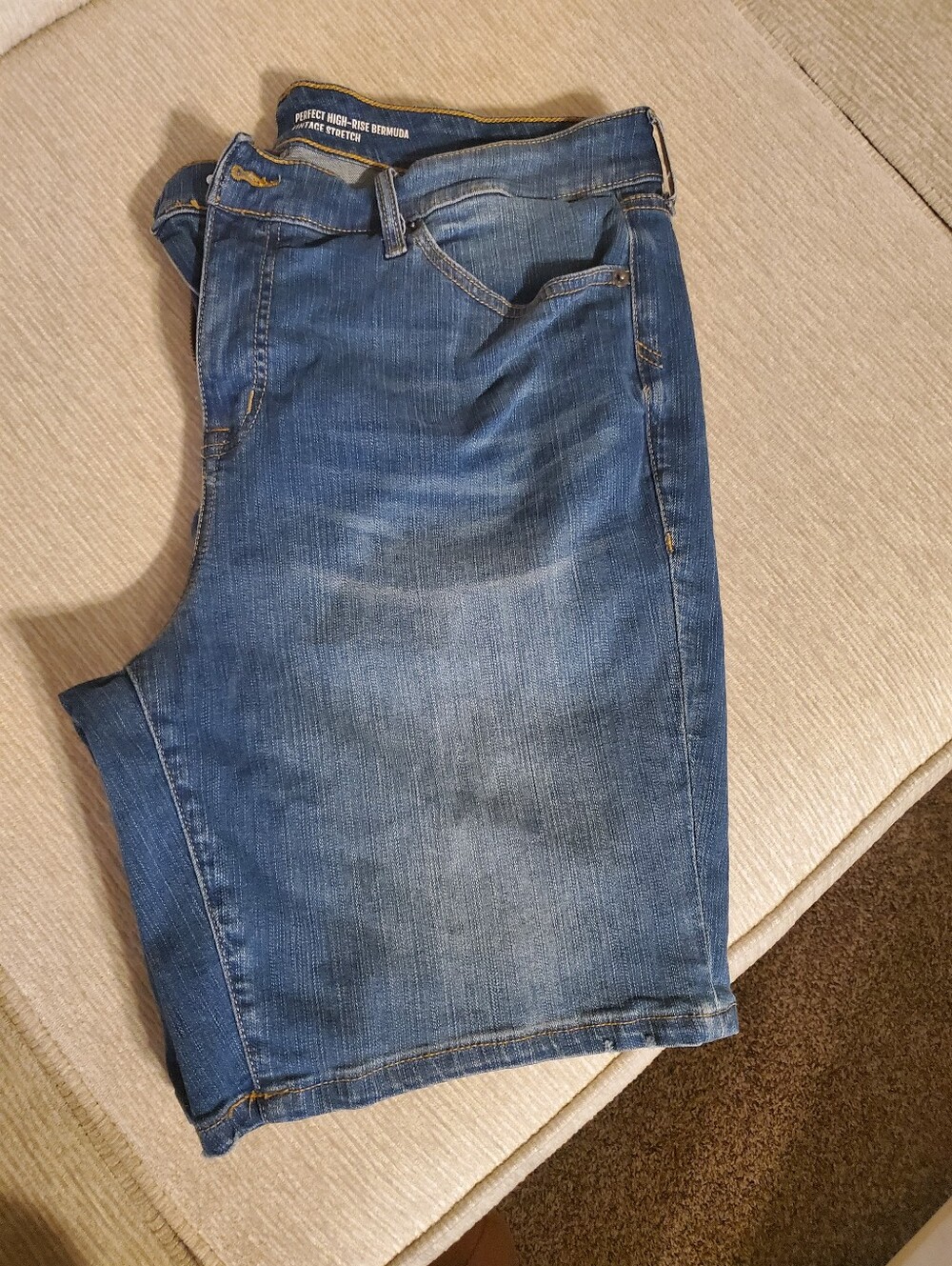 torrid Vintage Stretch High-Rise Denim Bermuda Shorts in Blue
